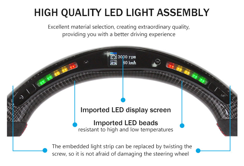 Carbon fiber steering wheel LED smart version for Land Cruiser (2016-2020), Prado (2018-2019), Crown (2015-2018), Alphard (2015-2021), Vellfire (2015-2021)
