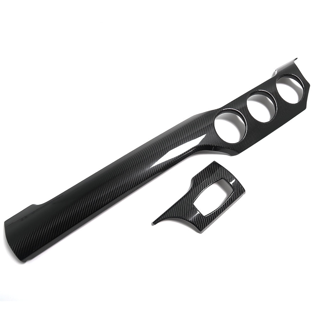 Carbon Fiber Center Console Long Strip + Headlight Switch (2 Pieces) for Ford Mustang