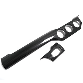 Carbon Fiber Center Console Long Strip + Headlight Switch (2 Pieces) for Ford Mustang Cyber