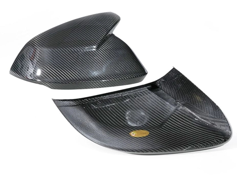 Carbon Fiber Mirror Shell for Audi Q8 (ABT Style, Horned, Dry Carbon)