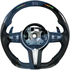 Carbon fiber steering wheel LED smart version for BMW M5 (F10 2015 model year, F90), M6 (F06, F12, F13), M8 (F91, F92, F93), 5 Series (F10, F11, GT F07), 6 Series (F06, F12, F13), 7 Series (F01, F02, F03) (2015 model year)
