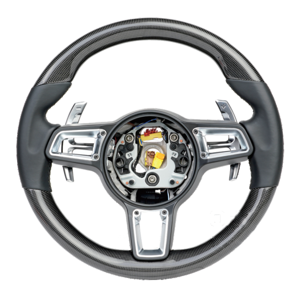 Carbon fiber steering wheel assembly for Porsche 718 (2016 model year)