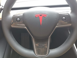 Tesla Model 3 Carbon Fiber Steering Wheel Trim Set (3-Piece) Cyber